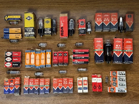Vacuum tubes for synchroscope project — NEC, Toshiba, RCA, GE, Siemens, Telefunken, Cetron (Photo 1-09)